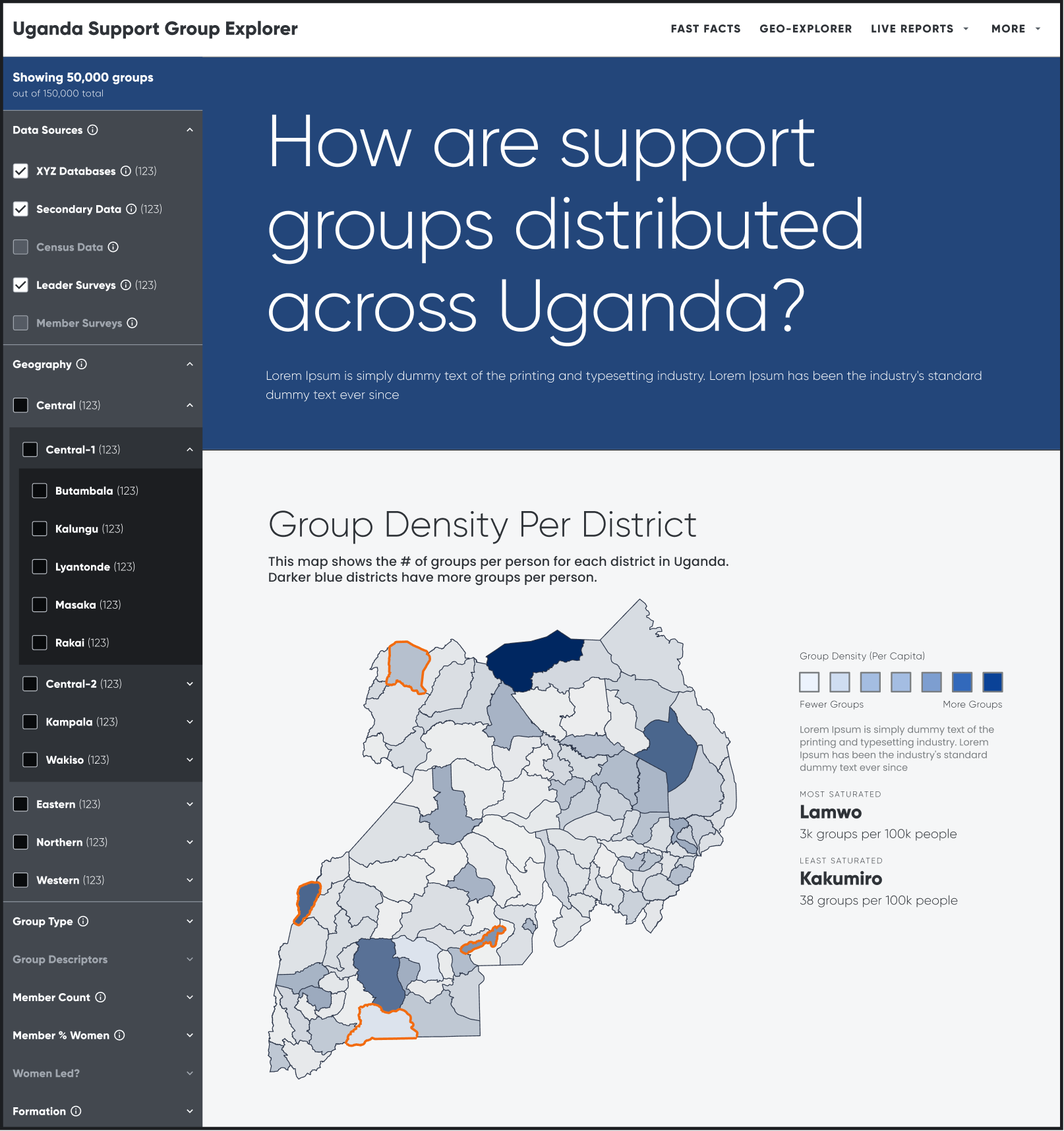 A mockup the geo-explorer choropleth map part of the tool 