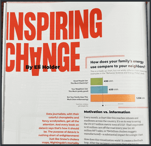 photo of the 'inspiring change' article and first visualization